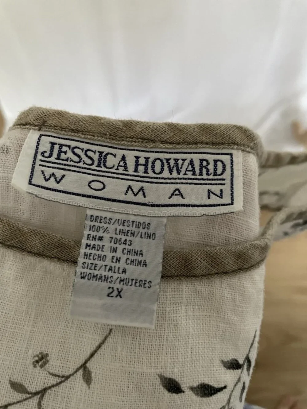Jessica Howard 100% Linen Floral Sleeveless Maxi Dress Cottagecore Farm size 2X